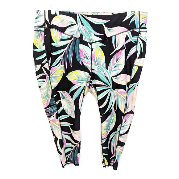 Torrid Womens 5X Leggings High Rise Tropical Performance Core Crop V Band Active - Picture 2 of 6